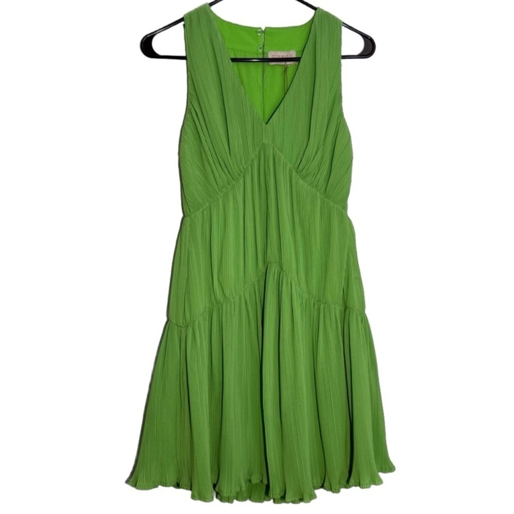 NWT Ciebon Maja Halter Pleated Minidress, Apple Green size Small